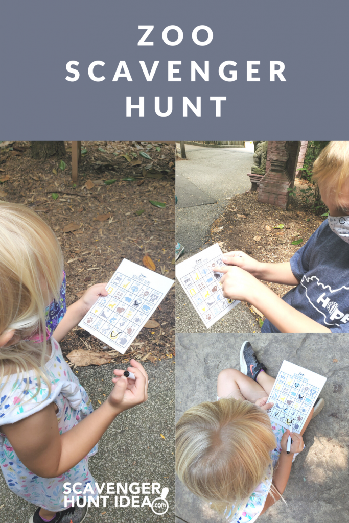 Children playing a Zoo Scavenger Hunt game at the Zoo