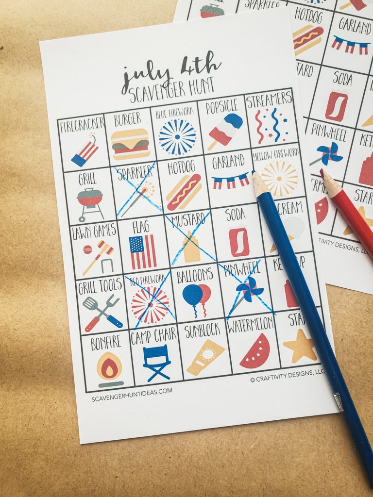 4th of July scavenger hunt game