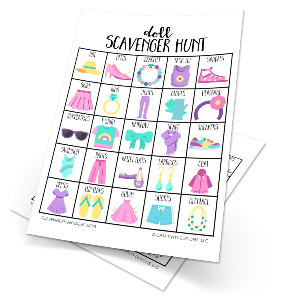 doll scavenger hunt game - find doll accessories and clothing